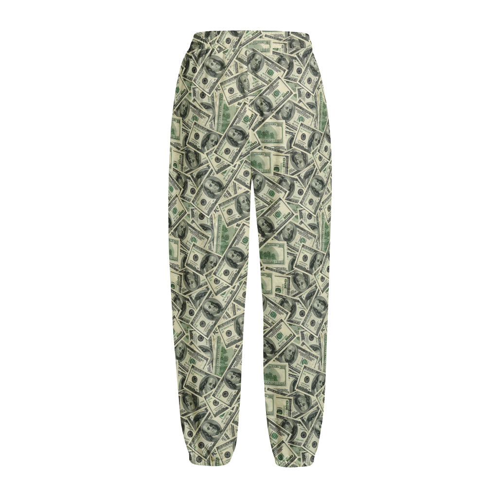 US Dollar Print Fleece Lined Knit Pants