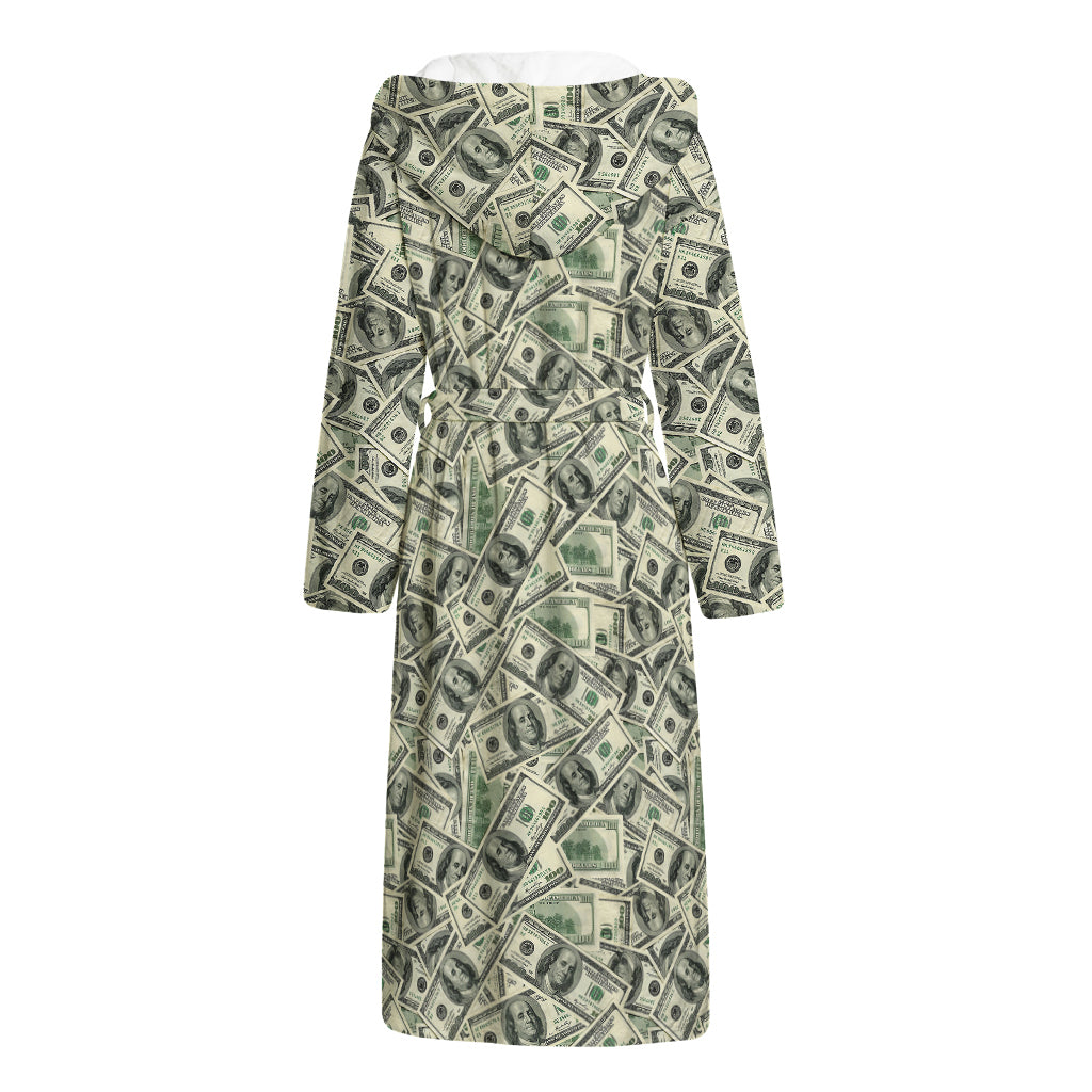 US Dollar Print Hooded Bathrobe