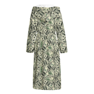 US Dollar Print Hooded Bathrobe