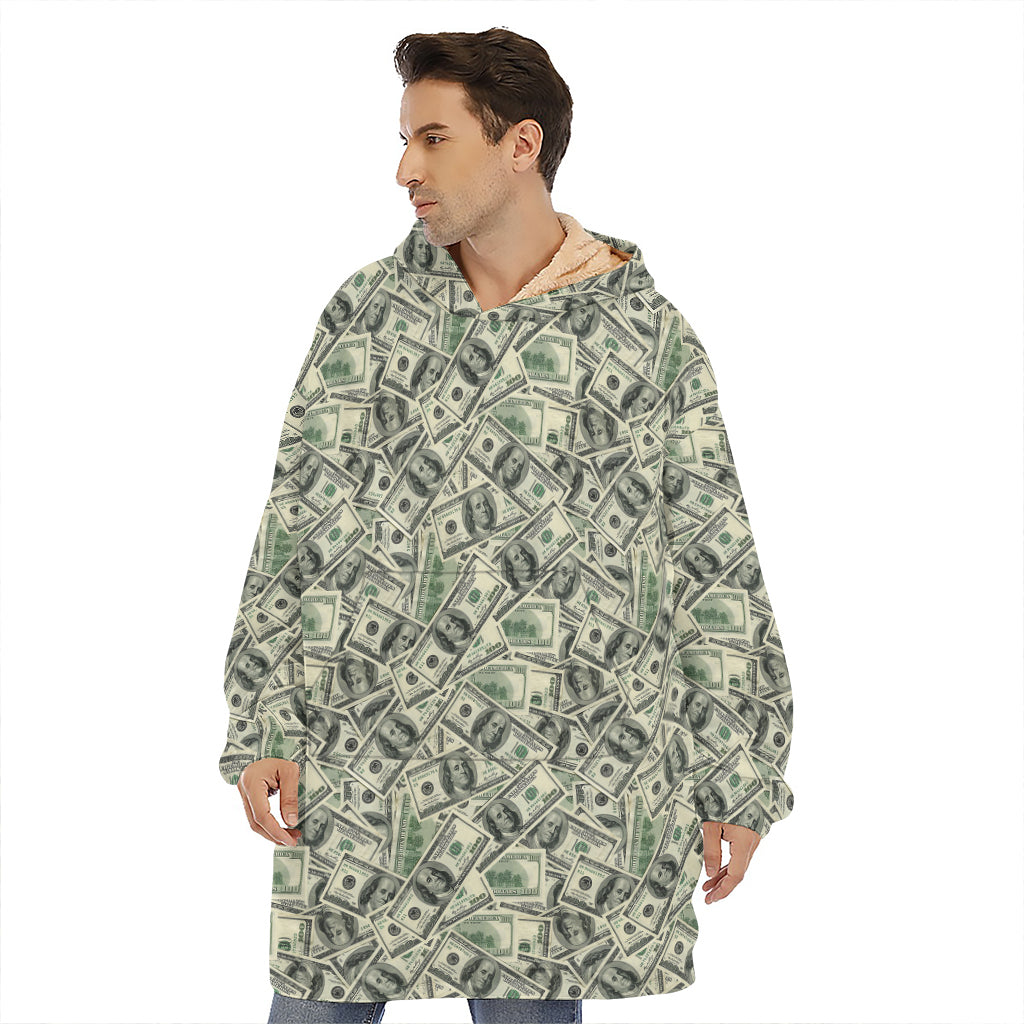 US Dollar Print Hoodie Blanket