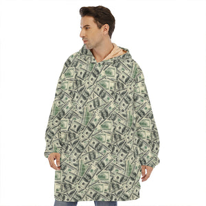 US Dollar Print Hoodie Blanket