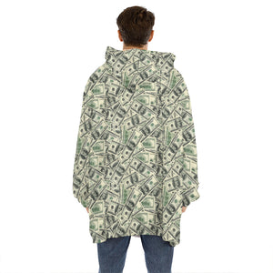 US Dollar Print Hoodie Blanket