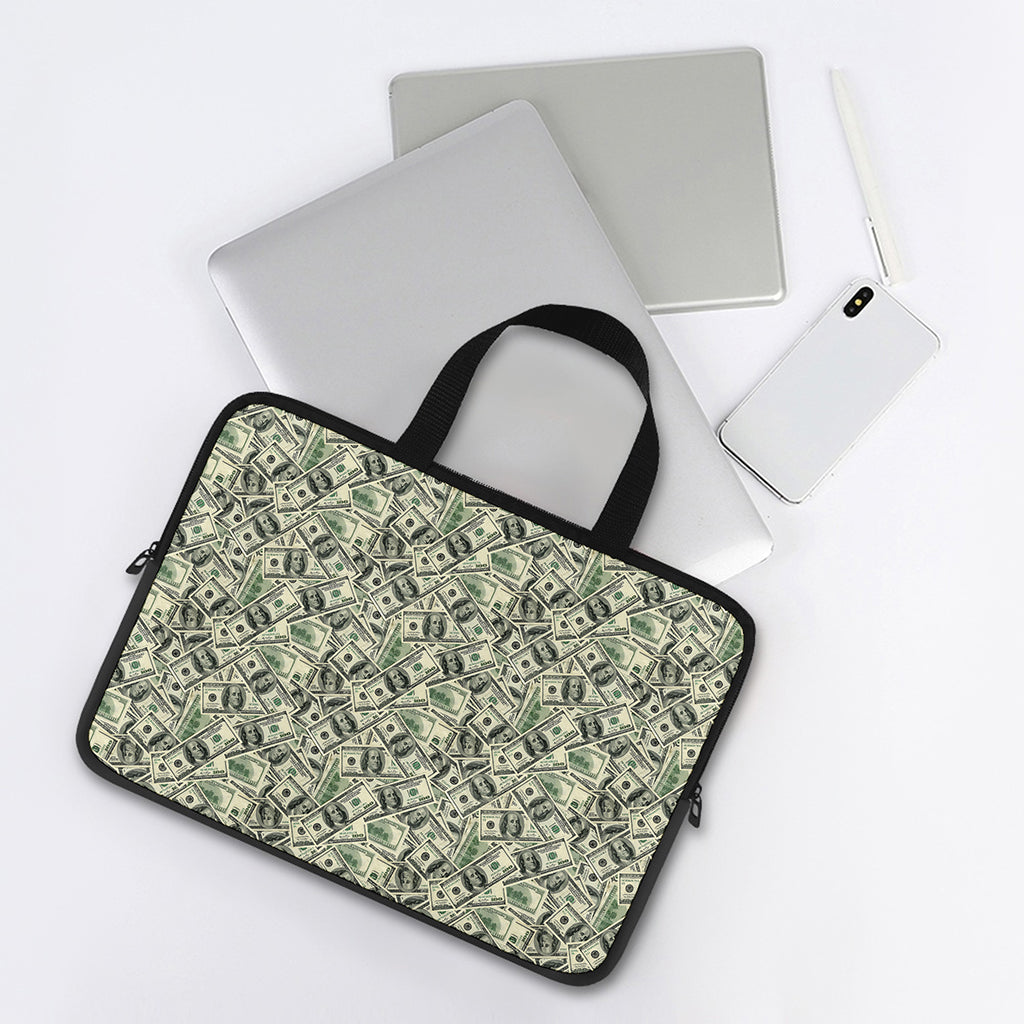 US Dollar Print Laptop Sleeve With Handle