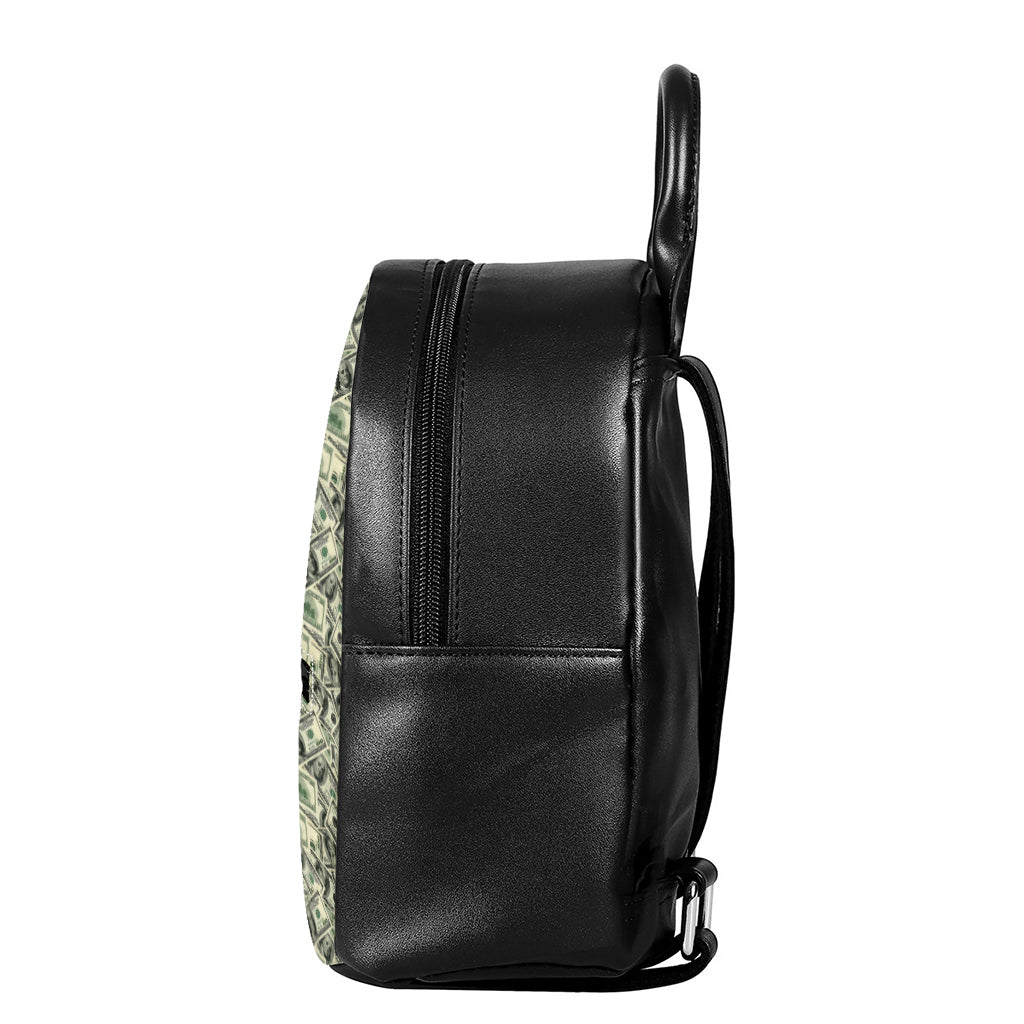 US Dollar Print Leather Backpack