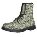 US Dollar Print Lace-Up Boots