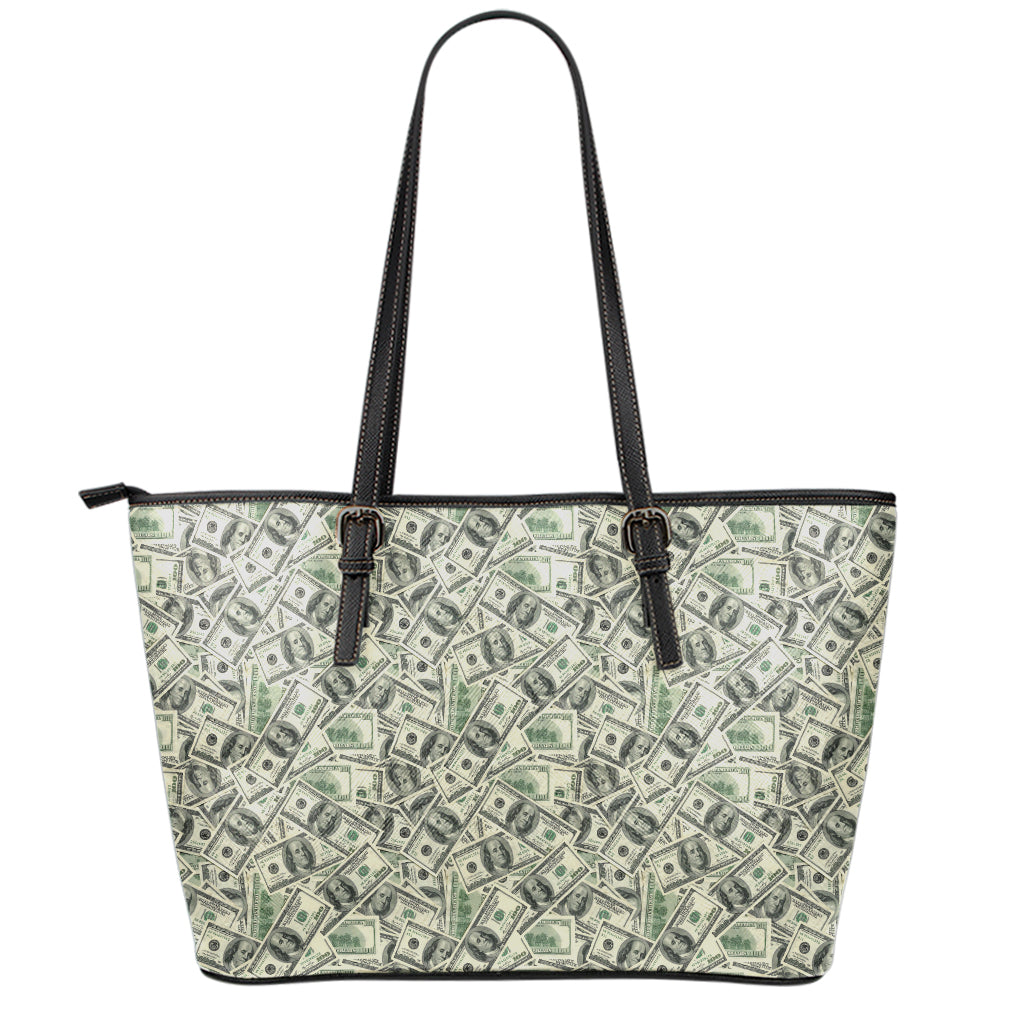 US Dollar Print Leather Tote Bag