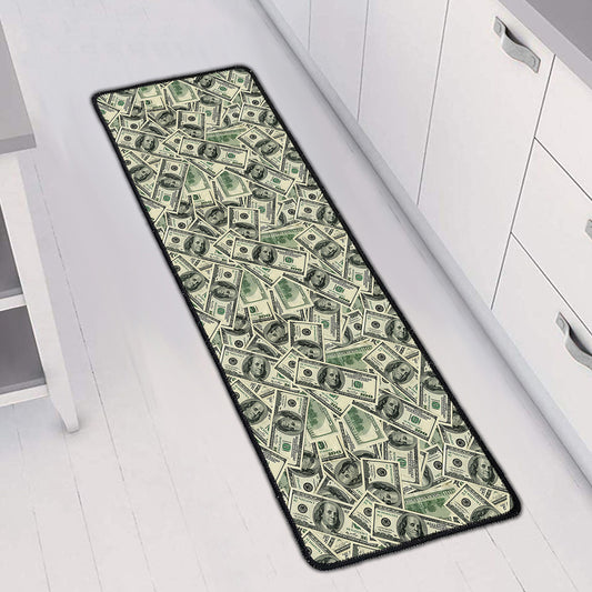 US Dollar Print Long Kitchen Mat