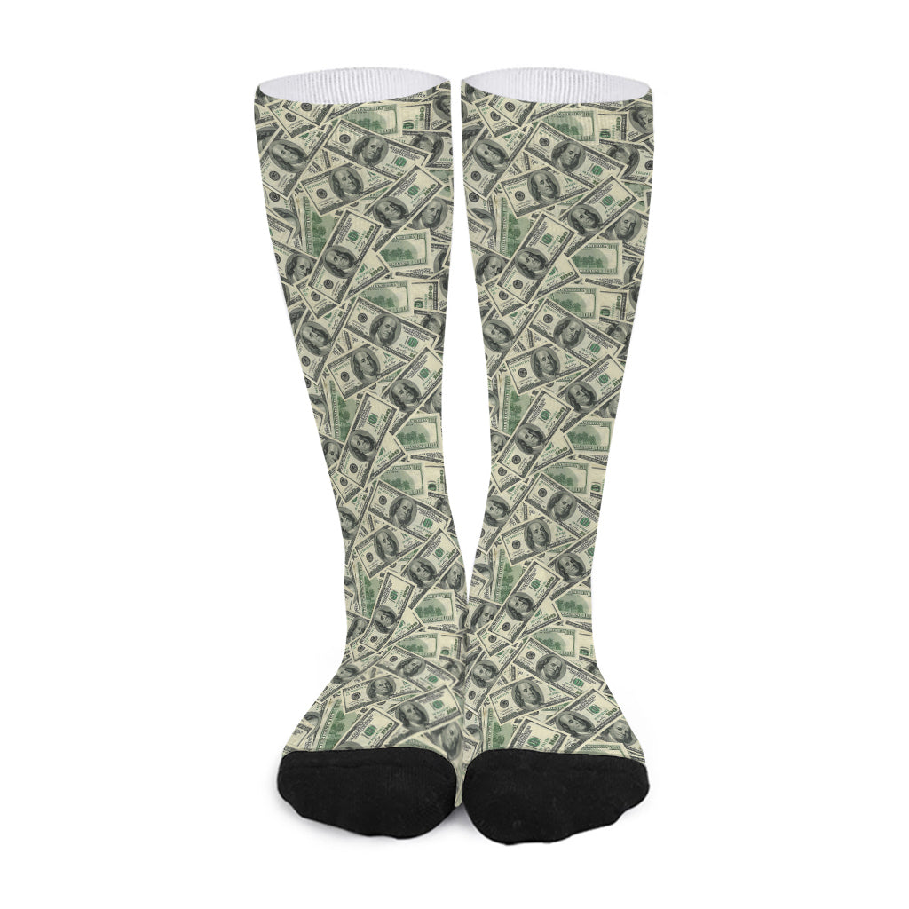 US Dollar Print Long Socks