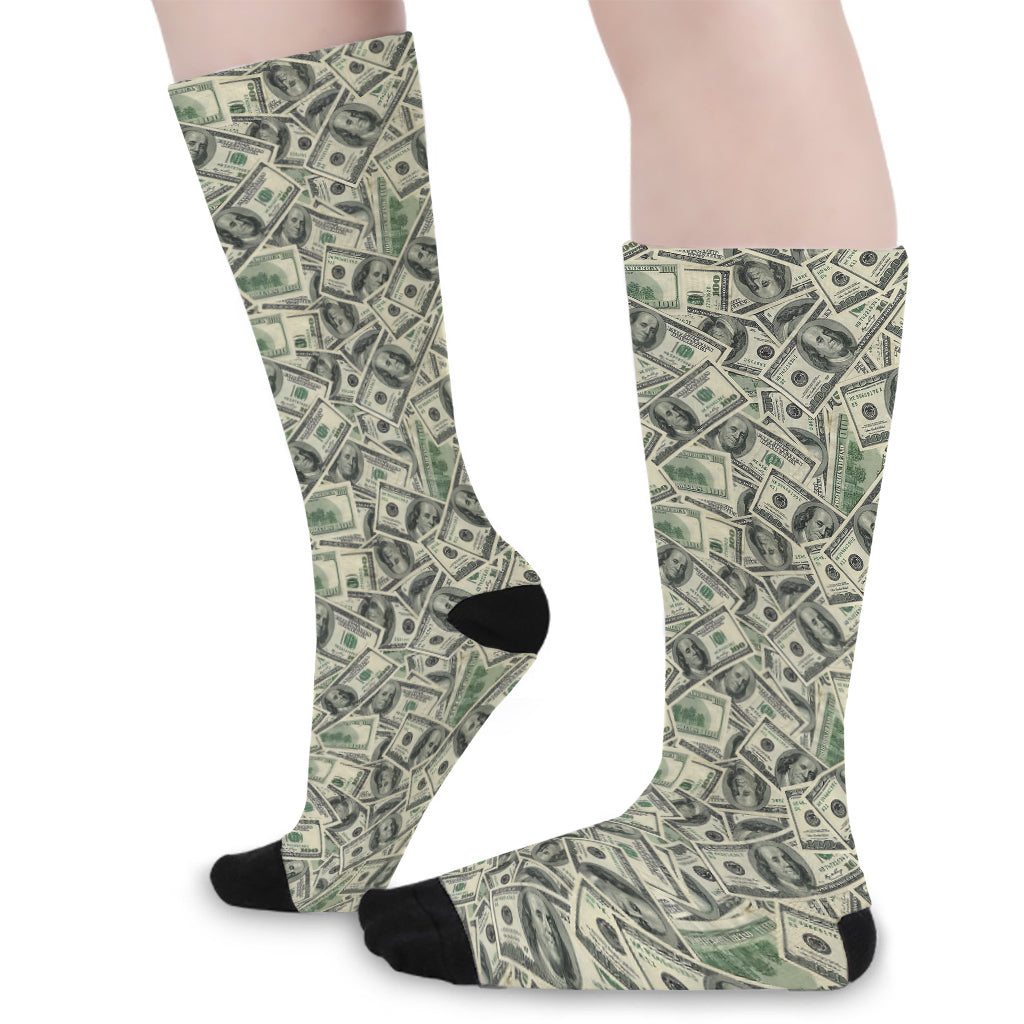 US Dollar Print Long Socks