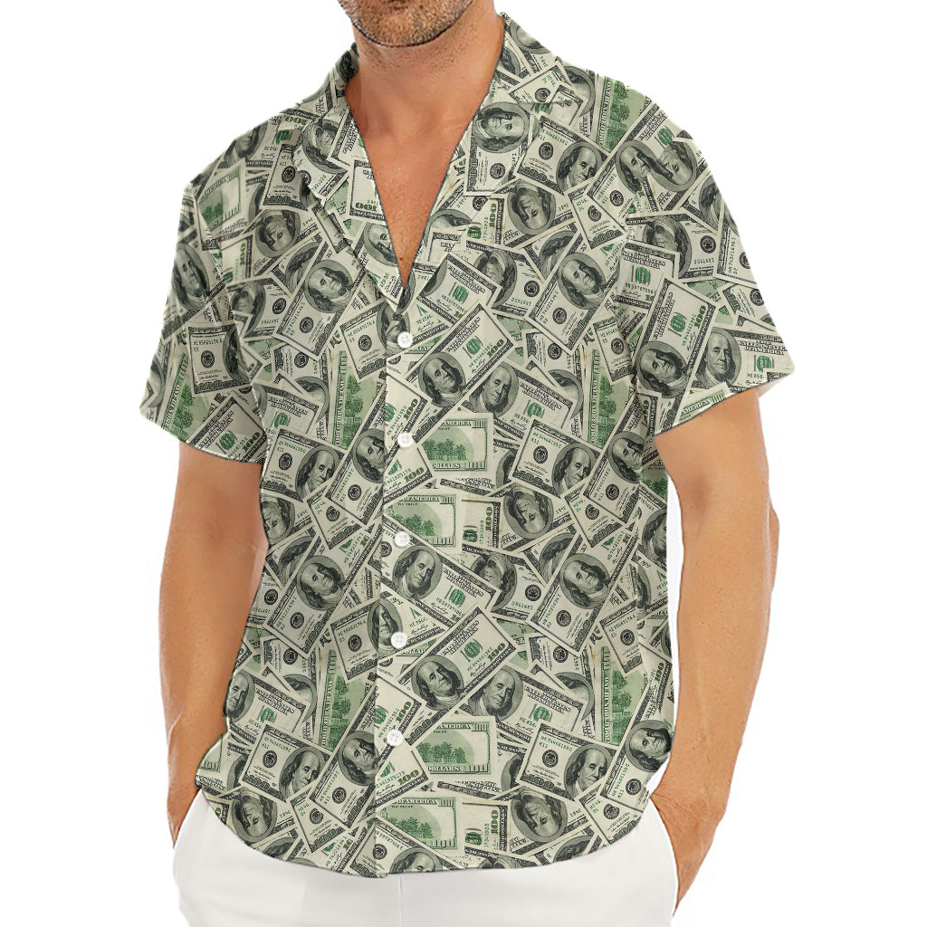 US Dollar Print Men's Deep V-Neck Shirt