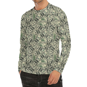 US Dollar Print Men's Long Sleeve Rash Guard