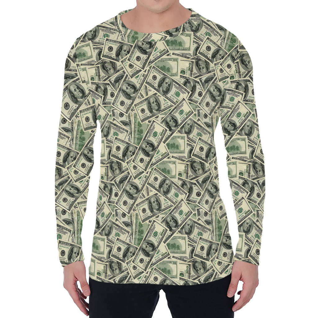 US Dollar Print Men's Long Sleeve T-Shirt