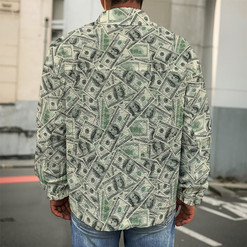 US Dollar Print Men's Shirt Jacket