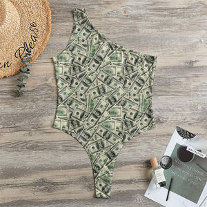 US Dollar Print One Shoulder Bodysuit