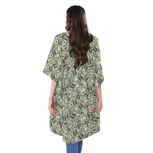 US Dollar Print Open Front Beach Cover Up