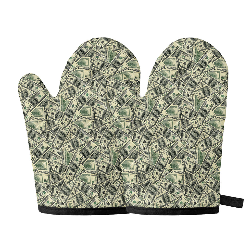 US Dollar Print Oven Mitts