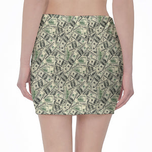 US Dollar Print Pencil Mini Skirt