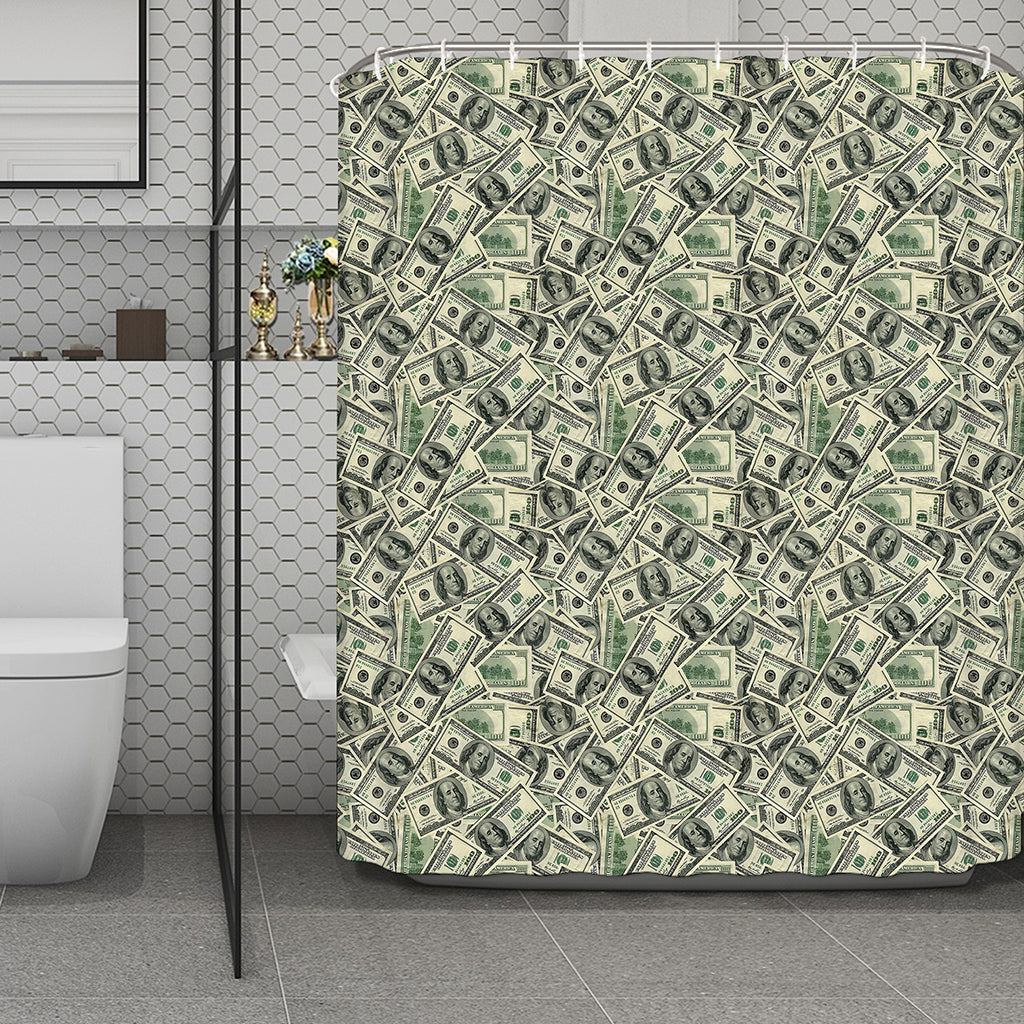US Dollar Print Polyester Shower Curtain
