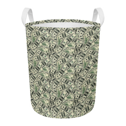 US Dollar Print Round Laundry Basket
