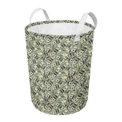 US Dollar Print Round Laundry Basket