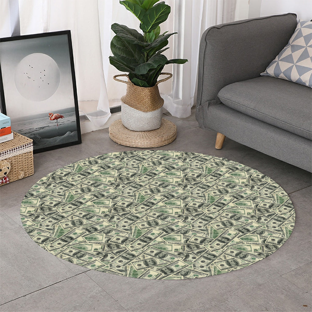 US Dollar Print Round Rug