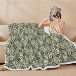 US Dollar Print Sherpa Blanket
