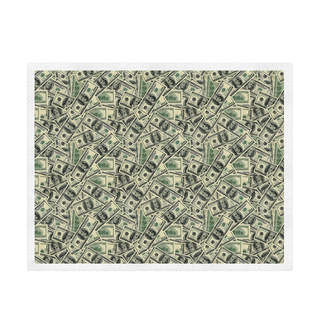 US Dollar Print Sherpa Blanket