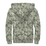 US Dollar Print Sherpa Lined Zip Up Hoodie