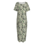 US Dollar Print Short Sleeve Long Nightdress