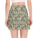 US Dollar Print Side Slit Mini Skirt