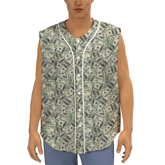 US Dollar Print Sleeveless Baseball Jersey