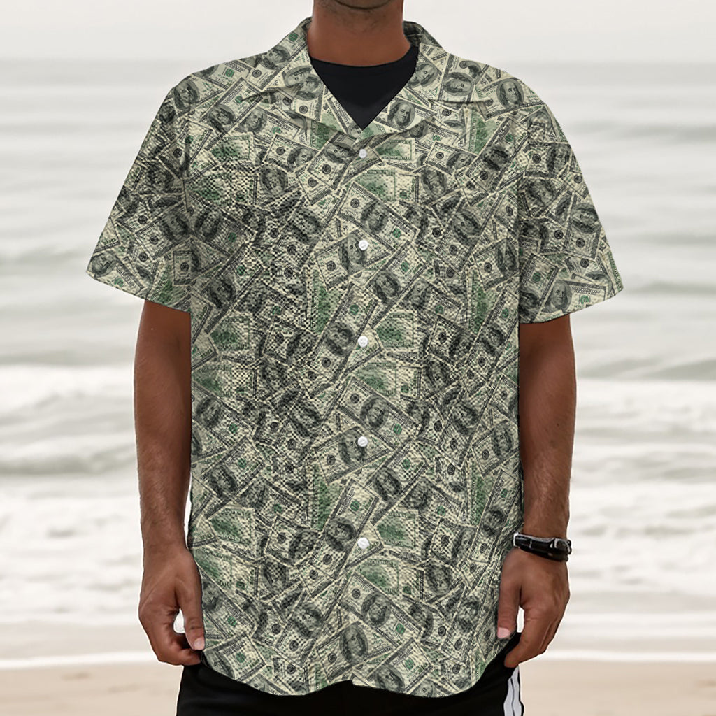 US Dollar Print Textured Short Sleeve Shirt