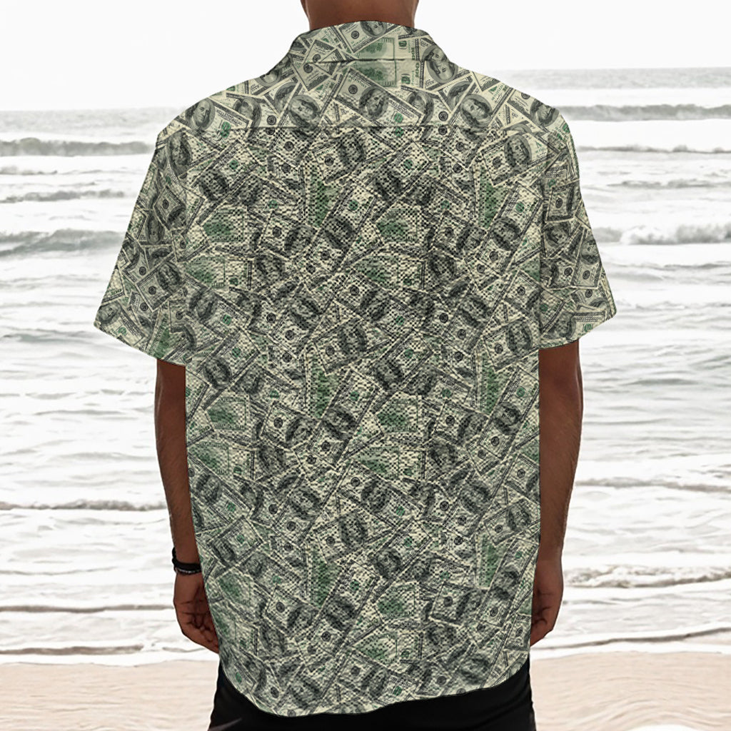 US Dollar Print Textured Short Sleeve Shirt