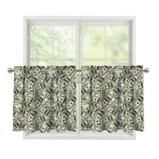 US Dollar Print Tier Curtains