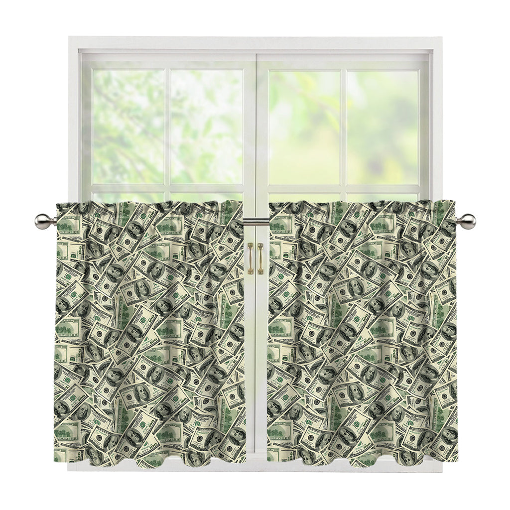US Dollar Print Tier Curtains
