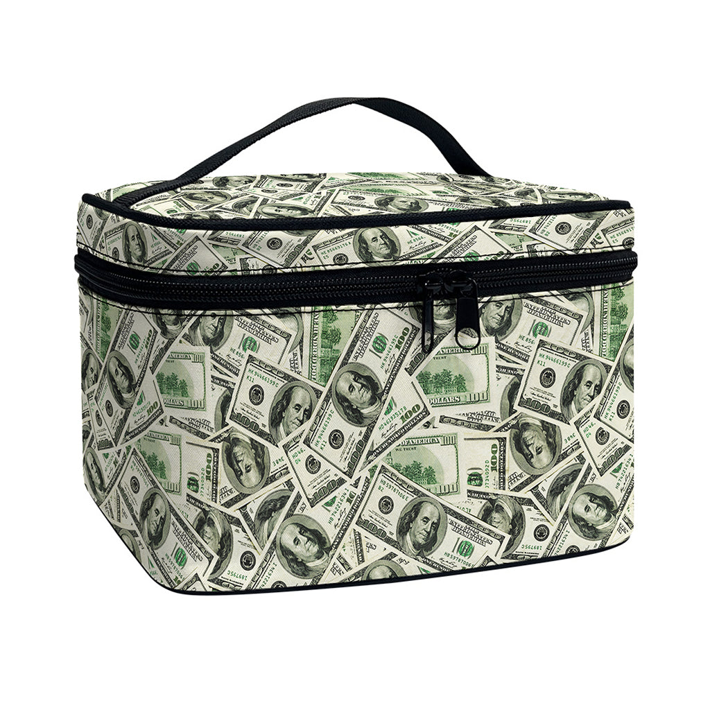 US Dollar Print Travel Makeup Bag