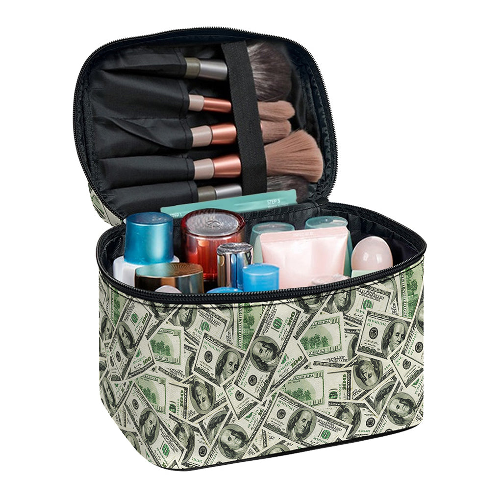 US Dollar Print Travel Makeup Bag