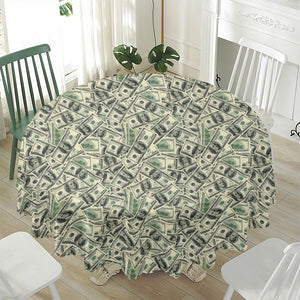 US Dollar Print Waterproof Round Tablecloth