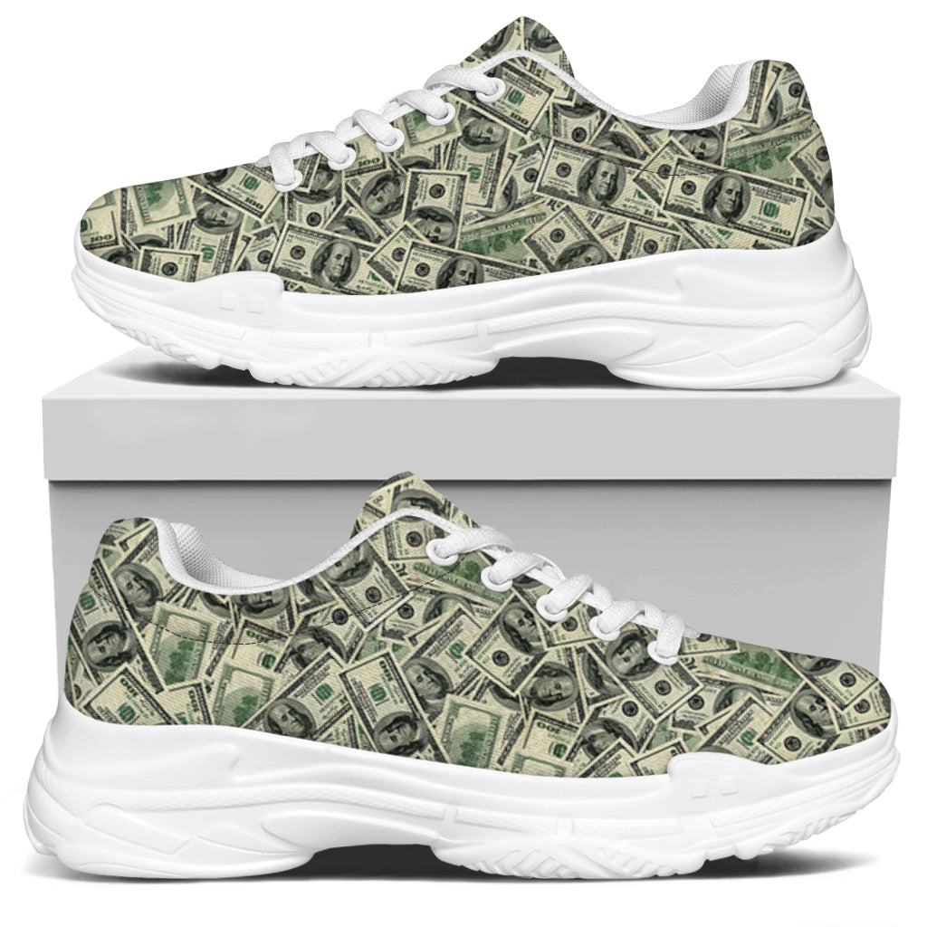 US Dollar Print White Chunky Shoes