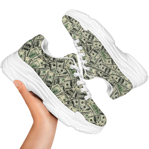 US Dollar Print White Chunky Shoes