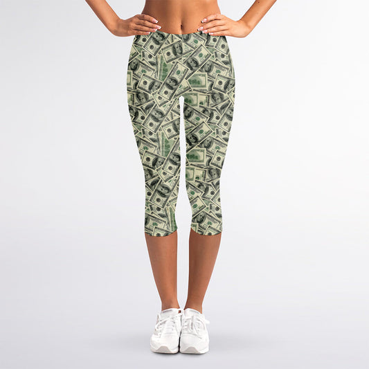US Dollar Print Women's Capri Leggings