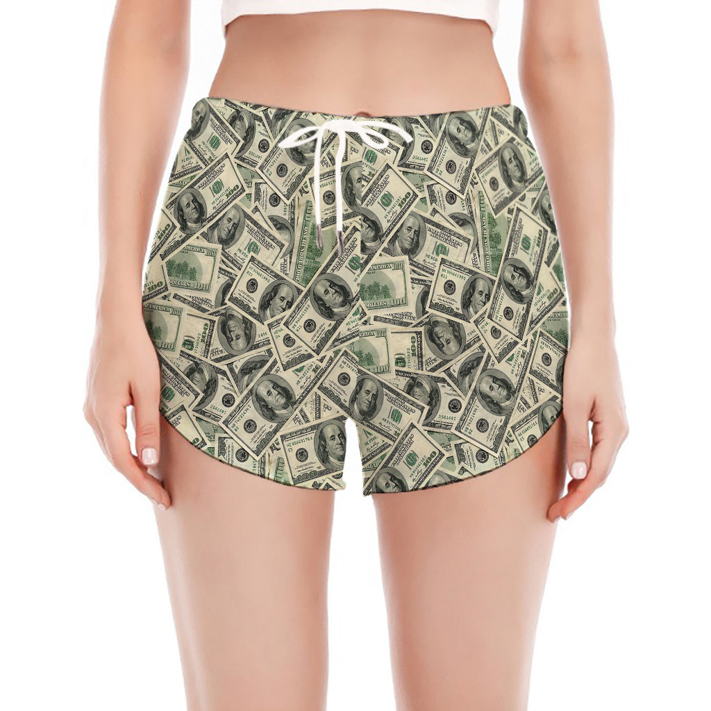 US Dollar Print Women's Split Running Shorts