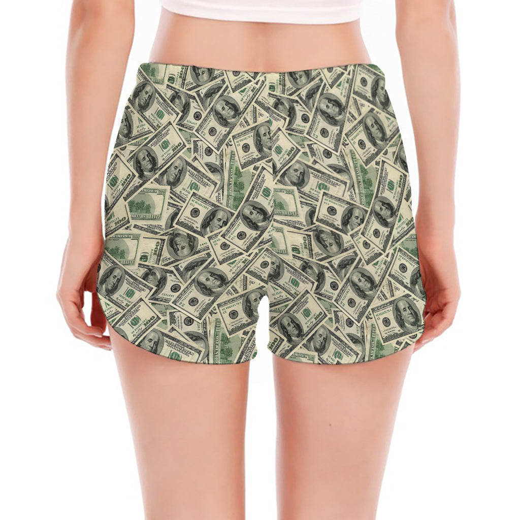 US Dollar Print Women's Split Running Shorts