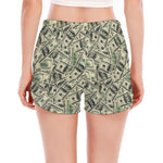 US Dollar Print Women's Split Running Shorts