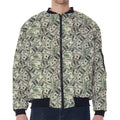 US Dollar Print Zip Sleeve Bomber Jacket