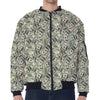 US Dollar Print Zip Sleeve Bomber Jacket