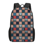 USA Denim Patchwork Pattern Print 17 Inch Backpack