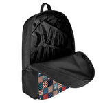 USA Denim Patchwork Pattern Print 17 Inch Backpack
