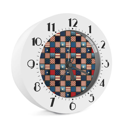 USA Denim Patchwork Pattern Print Alarm Clock