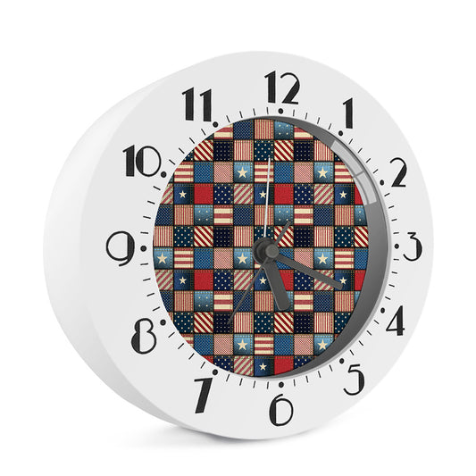 USA Denim Patchwork Pattern Print Alarm Clock